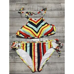 Sunseeker Australia Striped HighNeck Bikini Set Yellow Navy US top30A/B bottom 6